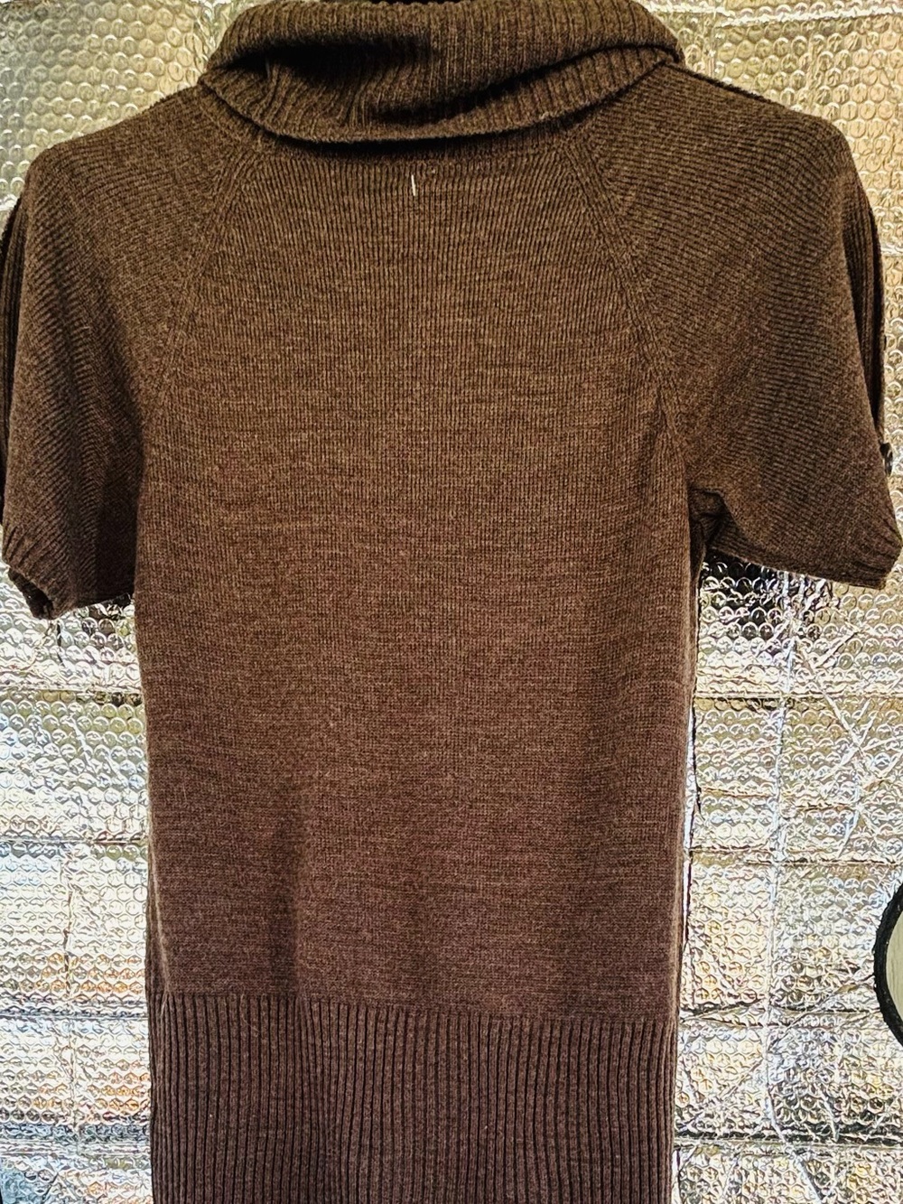 Worthington brown cowl neck short-sleeve sweater. - Picture 7 of 11